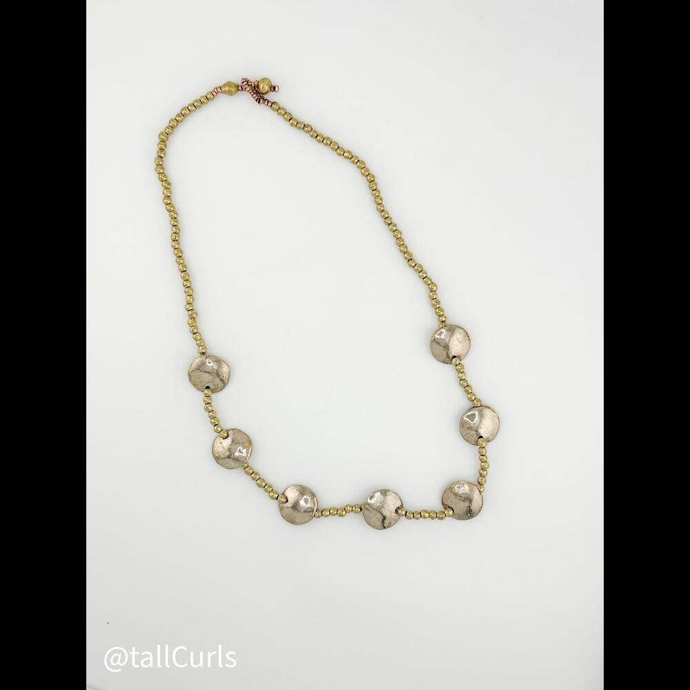 Etheopian Brass Disc Beaded Strand Necklace